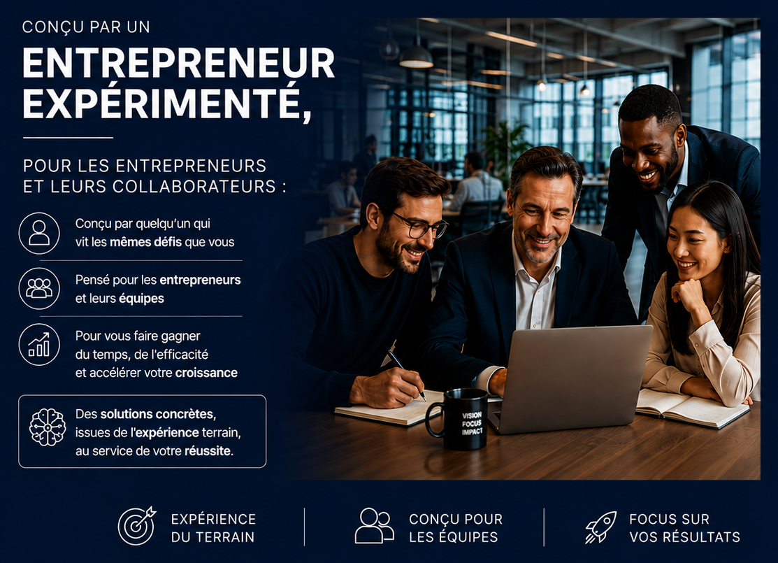Conçu par un entrepreneur expérimenté, pour les entrepreneurs et leurs collaborateurs